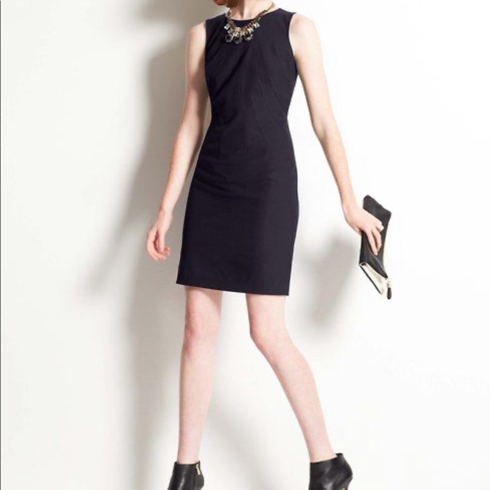 Ann Taylor Stretch Seamed Sheath Dress (Midnight)